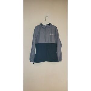 Champion Mens Packable Anorak Windbreaker Jacket Grey Black Colorblock Small